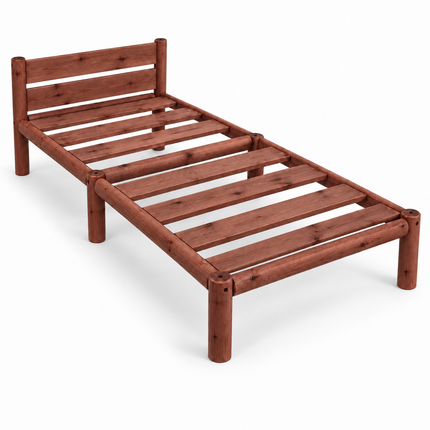 Cama de madera Nara individual, acabado Nogal