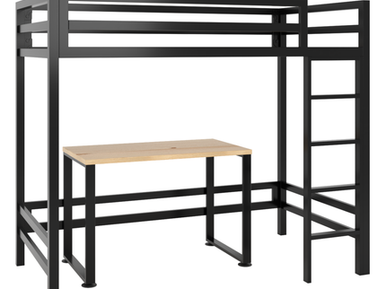 Litera con Escritorio de dos niveles - Estilo Industrial - Acero Negro - Casa Ferro