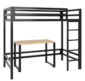 Litera con Escritorio de dos niveles - Estilo Industrial - Acero Negro - Casa Ferro