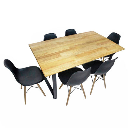 Mesas de Madera Mesa Pino Natural 150x90x73cm Marco Acero 6px - Resistente y Elegante