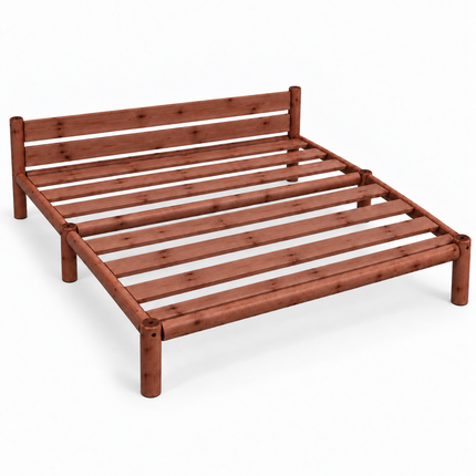 Cama de madera Nara king size, acabado Nogal