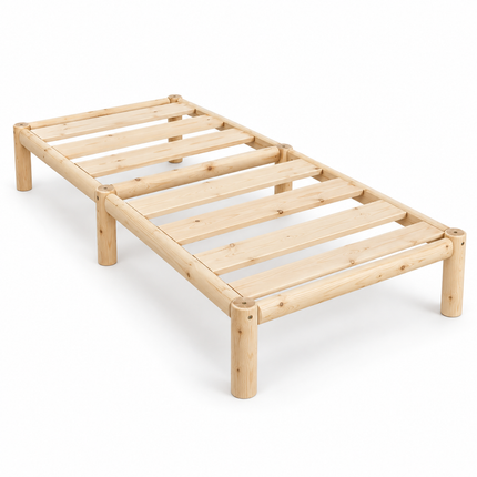 Cama de madera Nara individual sin cabecera, plataforma de listones