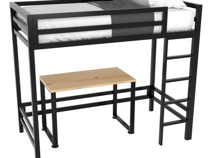 Litera con Escritorio de dos niveles - Estilo Industrial - Acero Negro - Casa Ferro