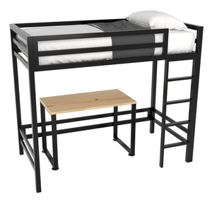 Litera con Escritorio de dos niveles - Estilo Industrial - Acero Negro - Casa Ferro