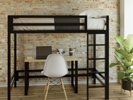 Litera con Escritorio de dos niveles - Estilo Industrial - Acero Negro - Casa Ferro