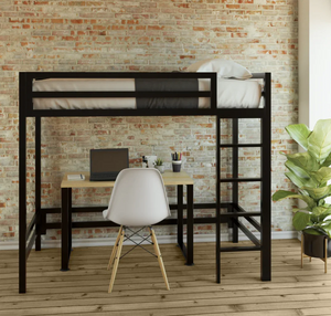 Litera con Escritorio de dos niveles - Estilo Industrial - Acero Negro - Casa Ferro