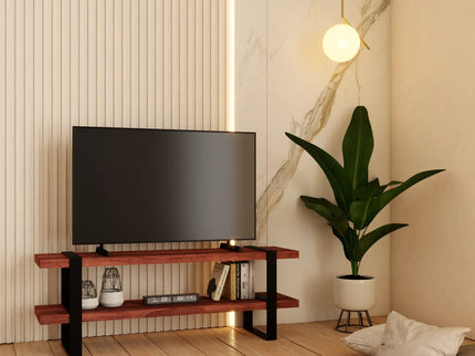 Mueble para TV Escandinavo de Madera para Televisión o Pantalla Hasta 55" (1.20m) - Pino tono Nogal - Casa Ferro