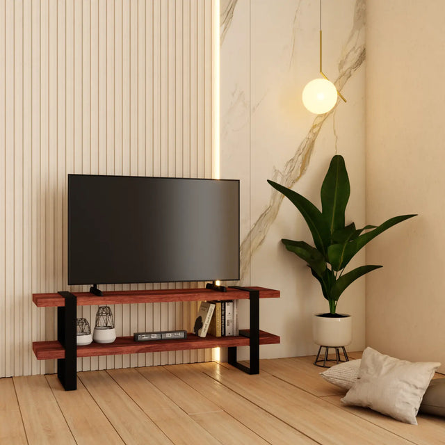 Mueble para TV de pino tono nogal de 1.20 m