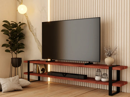 Mueble para TV Escandinavo de Madera para Televisión o Pantalla De 65" a 85" (2.00m) - PIno tono Nogal - Casa Ferro