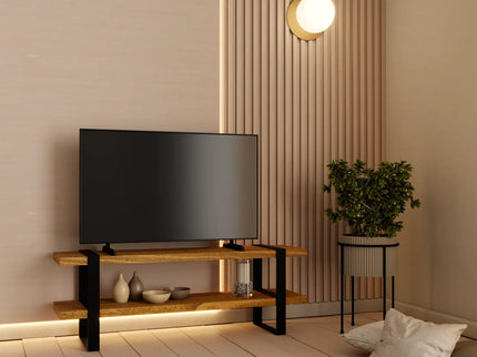Mueble para TV Escandinavo de Madera para Televisión o Pantalla Hasta 55" (1.20m) - Pino tono Olmo - Casa Ferro