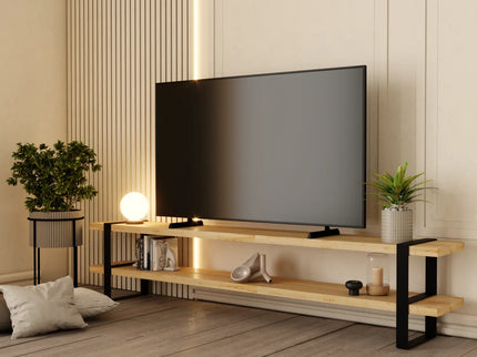 Mueble para TV Escandinavo de Madera para Televisión o Pantalla De 65" a 85" (2.00m) - Pino tono Natural - Casa Ferro