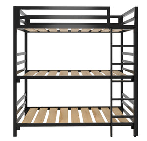 Litera Triple para Niños y Adultos - Estilo Industrial - Acero Negro - Casa Ferro
