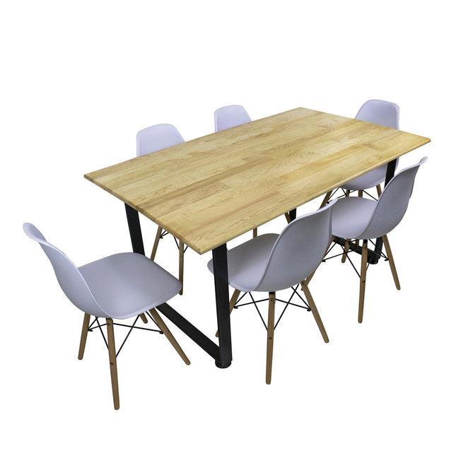 Juego de Mesa de Madera Pino Natural interior - Madera y Acero