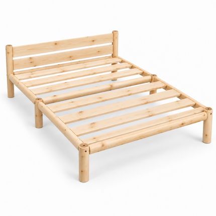Cama de madera Nara matrimonial, acabado Natural