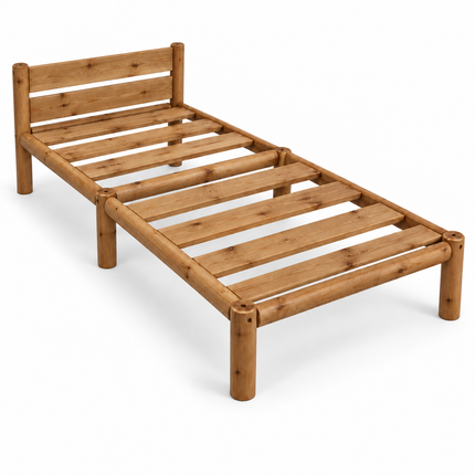 Cama de madera Nara individual, acabado Olmo