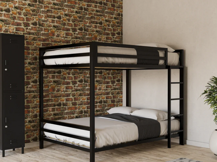 Litera Matrimonial de dos niveles - Estilo Industrial - Acero Negro - Casa Ferro