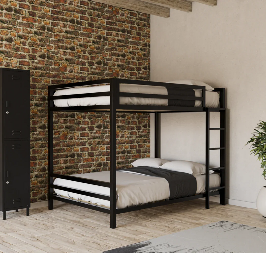 Litera Matrimonial de dos niveles - Estilo Industrial - Acero Negro - Casa Ferro