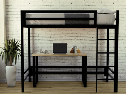 Litera con Escritorio de dos niveles - Estilo Industrial - Acero Negro - Casa Ferro