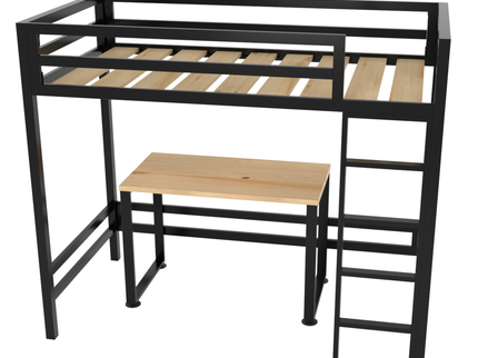 Litera con Escritorio de dos niveles - Estilo Industrial - Acero Negro - Casa Ferro