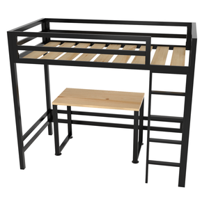 Litera con Escritorio de dos niveles - Estilo Industrial - Acero Negro - Casa Ferro