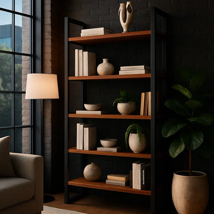 Elegante Librero de Madera Premium Parota Natural - Casa Ferro
