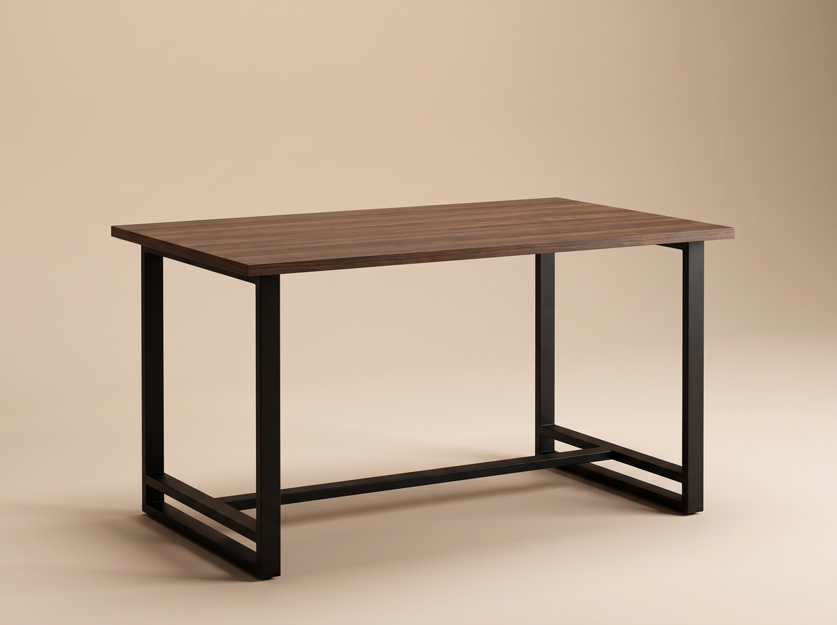 Mesa comedor industrial 120 cm en Nogal Abismo
