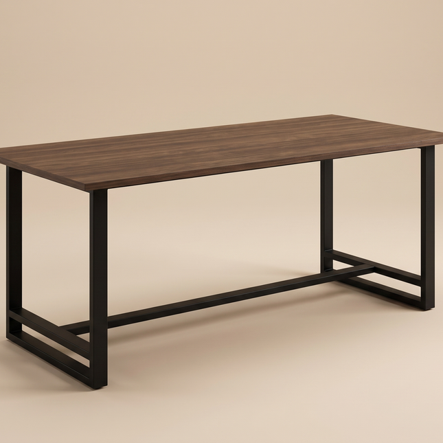 Mesa Comedor Industrial 195 cm · Nogal Abismo