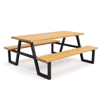 Mesa de picnic Hundido 1.80 m en pino aceitado y acero negro