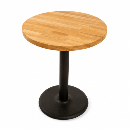 Mesa de Madera Pino para Restaurante · 3 medidas · 4 bases · 3 acabados Ø60 cm - Casa Ferro