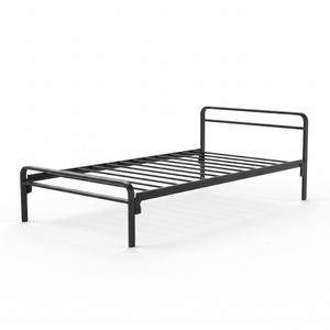 Cama Basic matrimonial de tubo de acero para hotel, negra, 200 × 137 × 120 cm