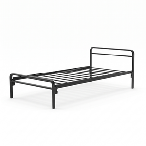 Cama Basic individual de tubo de acero para hotel, negra