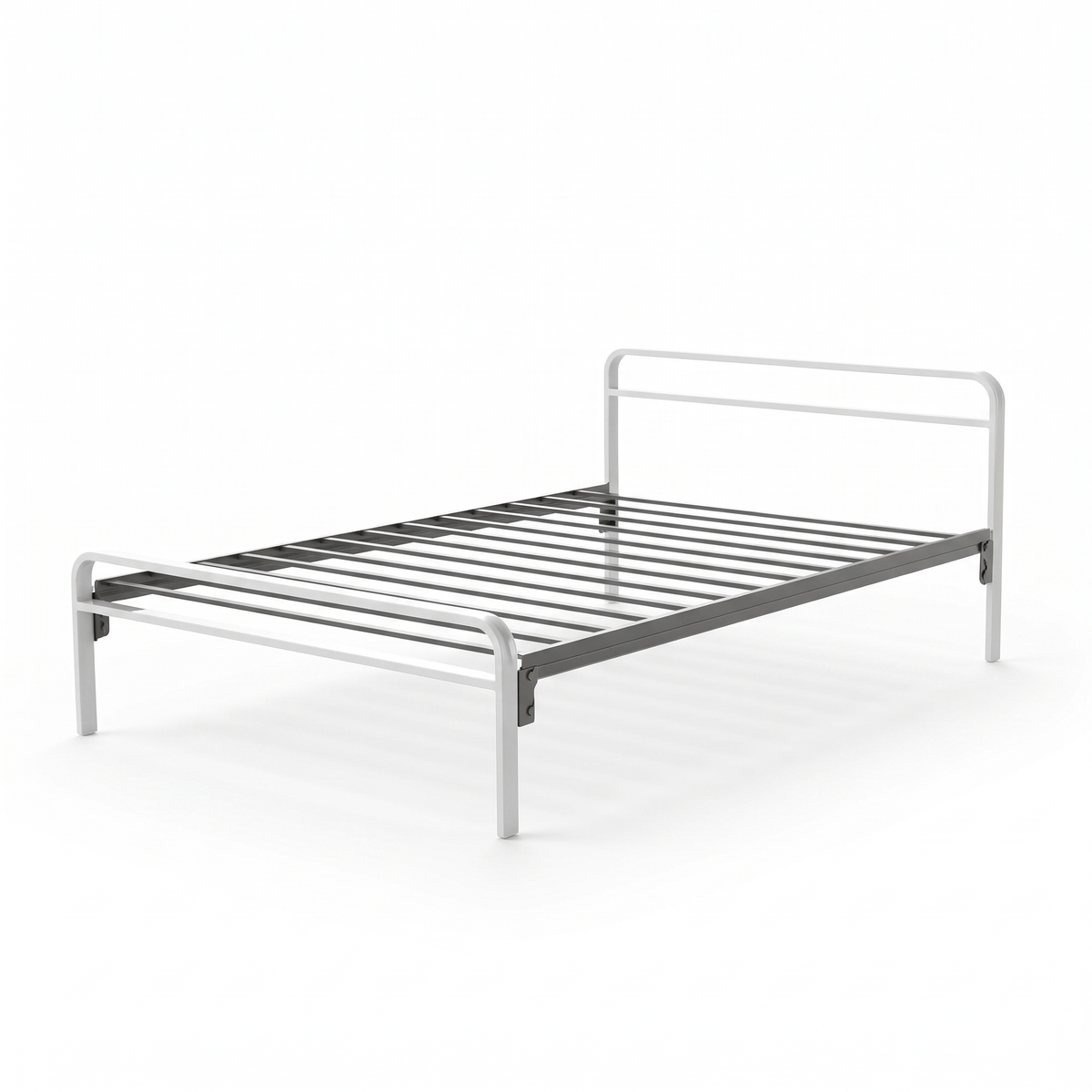 Cama Basic matrimonial de tubo de acero para hotel, blanca, 200 × 137 × 120 cm