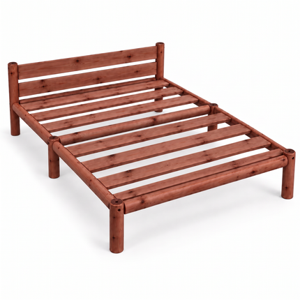 Cama de madera Nara queen size, acabado Nogal