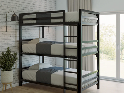 Litera Triple para Niños y Adultos - Estilo Industrial - Acero Negro - Casa Ferro