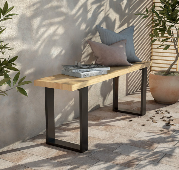 Banca Resistente de Madera Maciza y Metal