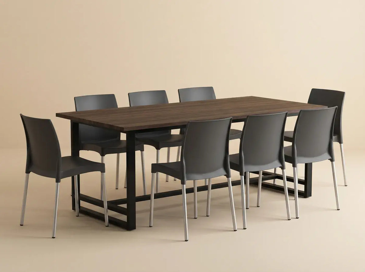 Mesa comedor industrial con seis sillas Vivanti