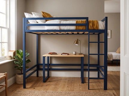 Litera con Escritorio de dos niveles - Estilo Industrial - Acero Negro - Casa Ferro
