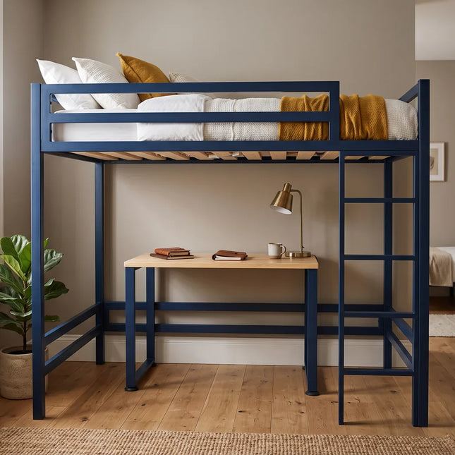 Litera con Escritorio de dos niveles - Estilo Industrial - Acero Negro - Casa Ferro