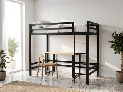 Litera con Escritorio de dos niveles - Estilo Industrial - Acero Negro - Casa Ferro