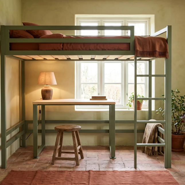 Litera con Escritorio de dos niveles - Estilo Industrial - Acero Negro - Casa Ferro