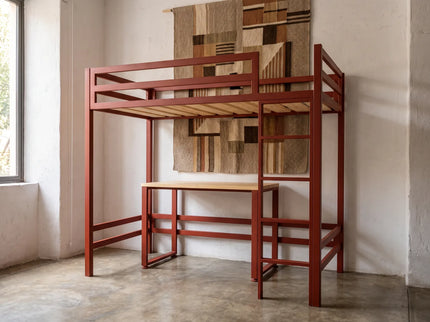Litera con Escritorio de dos niveles - Estilo Industrial - Acero Negro - Casa Ferro