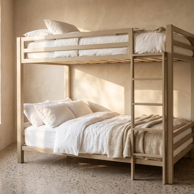 Litera Matrimonial de dos niveles - Estilo Industrial - Acero Negro - Casa Ferro