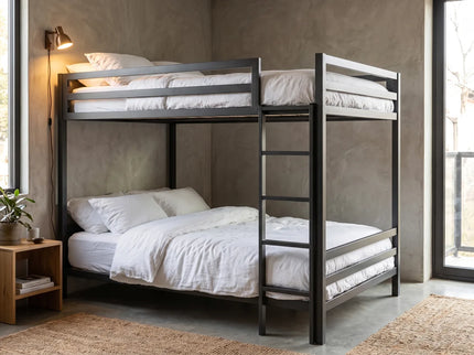 Litera Matrimonial de dos niveles - Estilo Industrial - Acero Negro - Casa Ferro