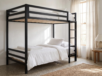 Litera Matrimonial de dos niveles - Estilo Industrial - Acero Negro - Casa Ferro