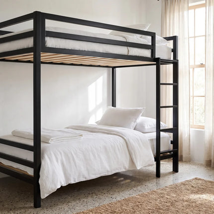 Litera Matrimonial de dos niveles - Estilo Industrial - Acero Negro - Casa Ferro