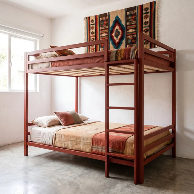 Litera Matrimonial de dos niveles - Estilo Industrial - Acero Negro - Casa Ferro
