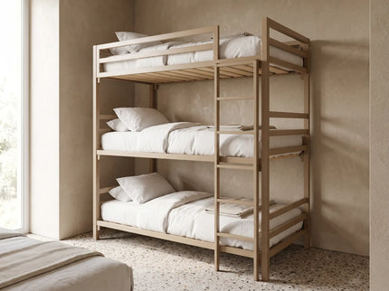 Litera Triple para Niños y Adultos - Estilo Industrial - Acero Negro - Casa Ferro