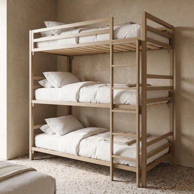 Litera Triple para Niños y Adultos - Estilo Industrial - Acero Negro - Casa Ferro