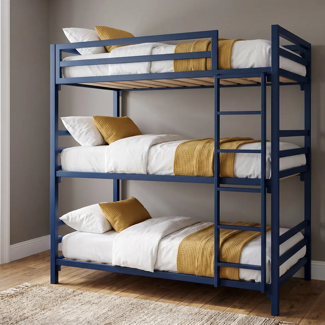 Litera Triple para Niños y Adultos - Estilo Industrial - Acero Negro - Casa Ferro