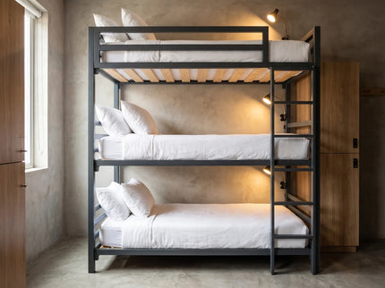 Litera Triple para Niños y Adultos - Estilo Industrial - Acero Negro - Casa Ferro